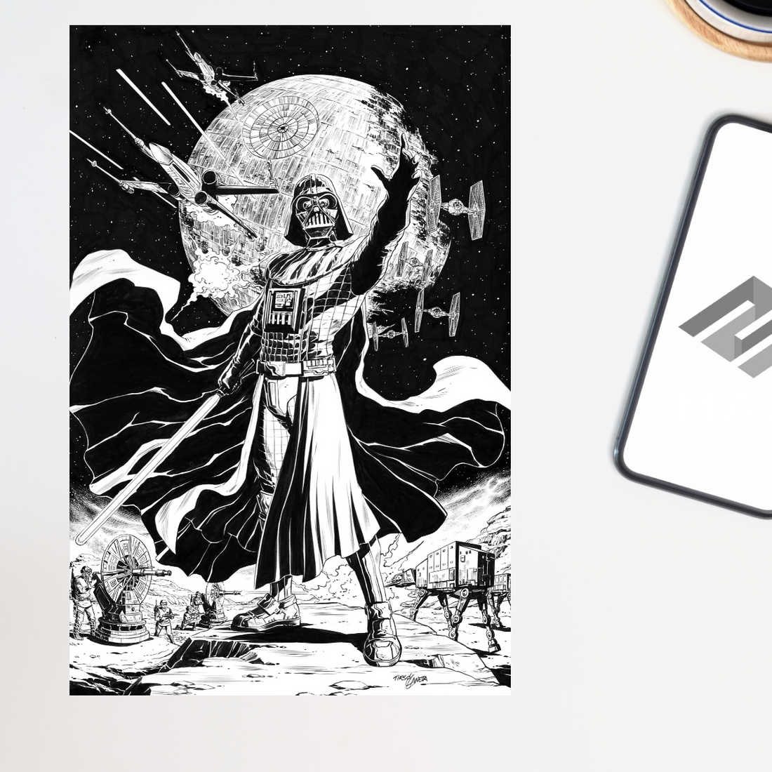 Darth Vader Original Pencils and Inks by Tirso Llaneta
