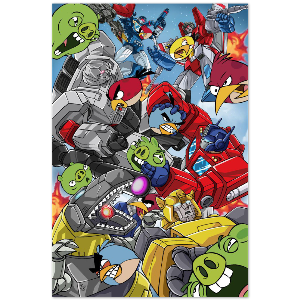 Angry Birds Vs Transformers-Art Print
